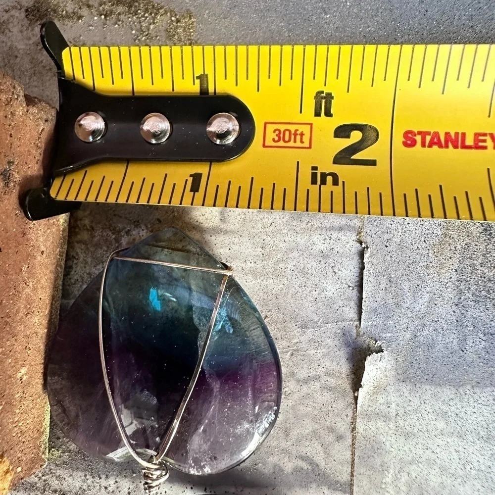 Artisan Handcrafted RAINBOW Fluorite Heart Pendant Necklace Tanzanite 5518 G